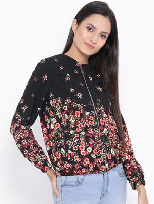 zip up floral jacket - 17341437 - Standard Image - 2