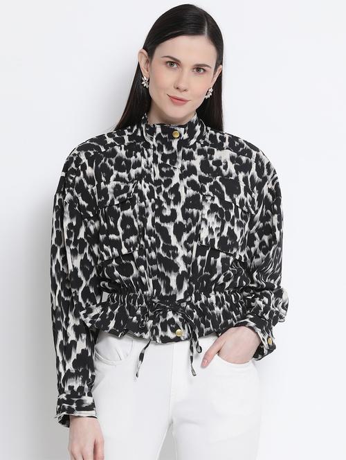 animal print peplum jacket - 17341442 - Standard Image - 1