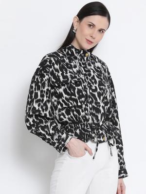 animal print peplum jacket - 17341442 - Standard Image - 2