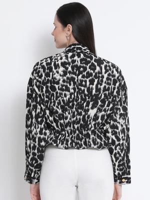 animal print peplum jacket - 17341442 - Standard Image - 3