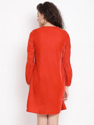 tie front embroidered a-line dress - 17341450 - Standard Image - 3