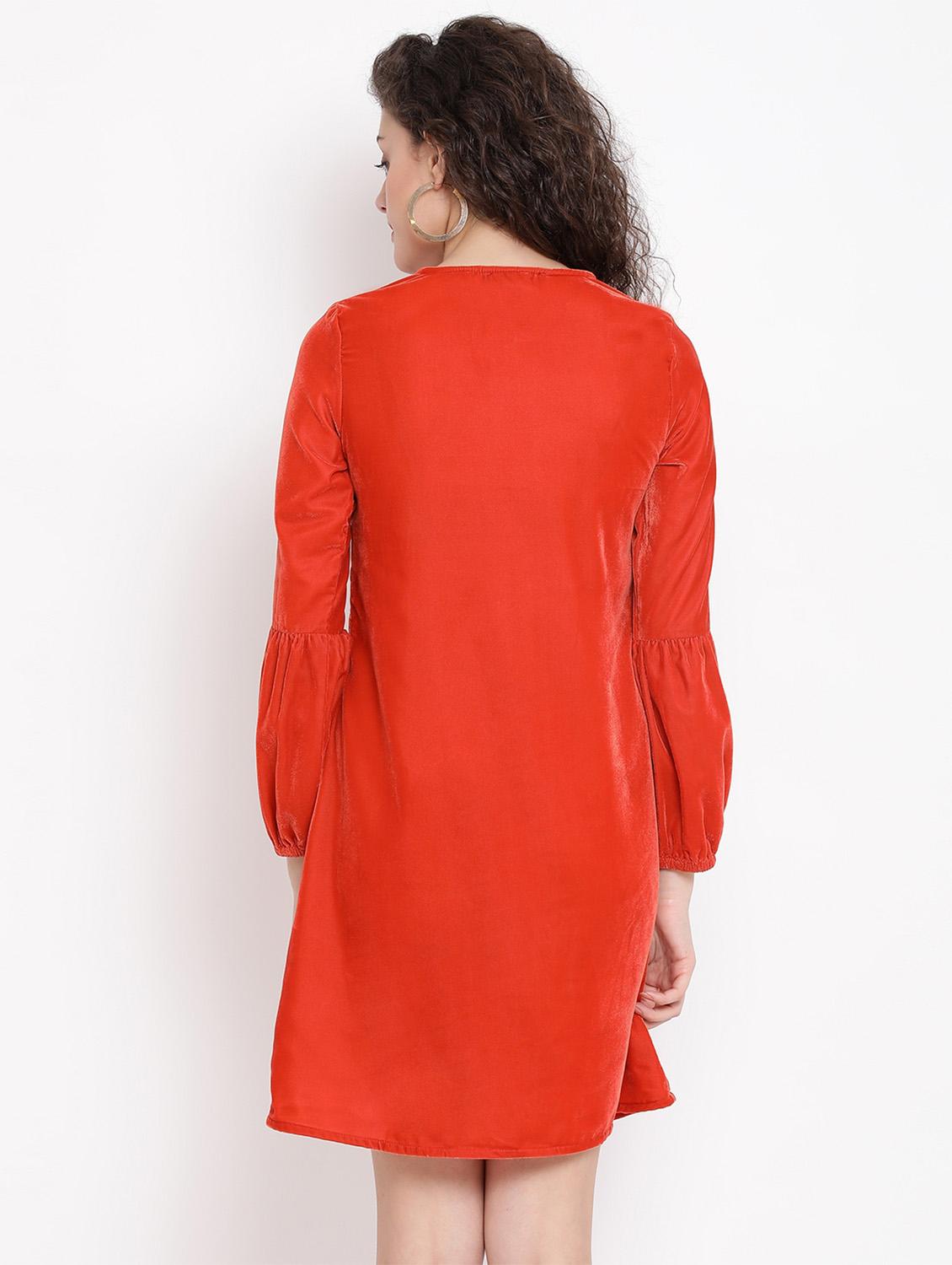 tie front embroidered a-line dress - 17341450 - Zoom Image - 3