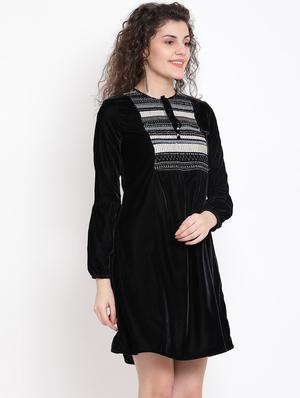 tie up neck velvet dress - 17341451 - Standard Image - 2