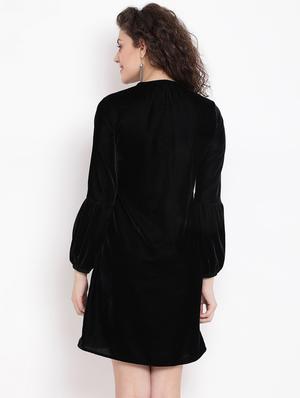 tie up neck velvet dress - 17341451 - Standard Image - 3