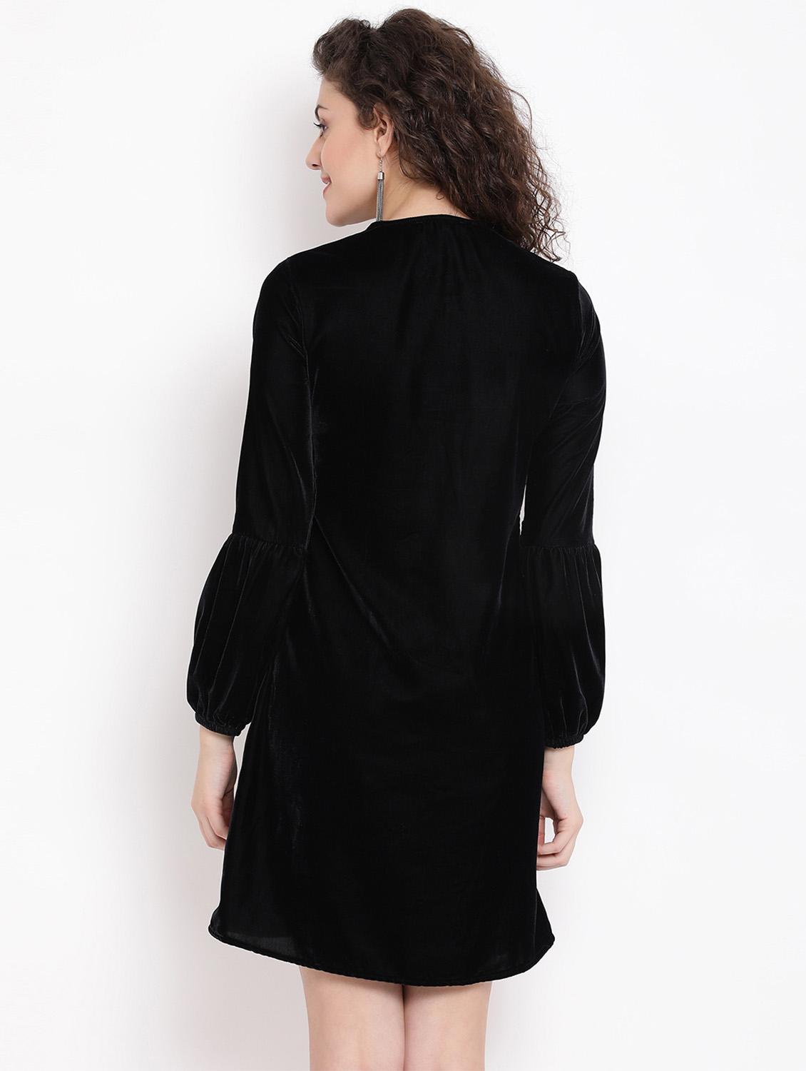 tie up neck velvet dress - 17341451 - Zoom Image - 3