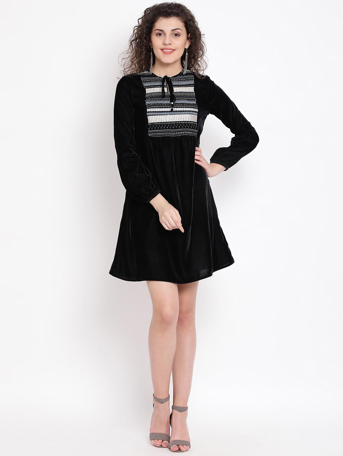 tie up neck velvet dress - 17341451 - Zoom Image - 4