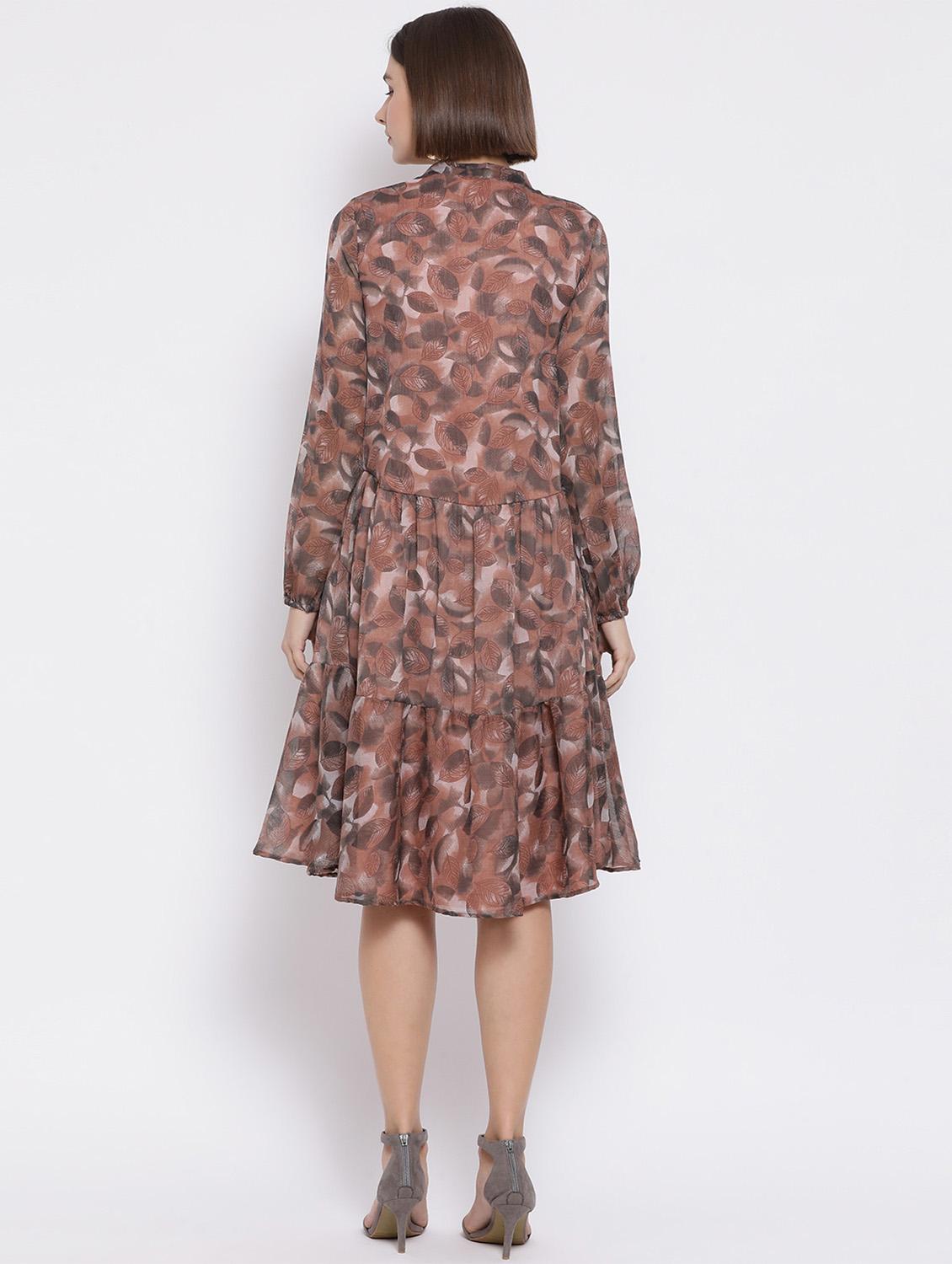 mandarin neck printed dress - 17341455 - Zoom Image - 4
