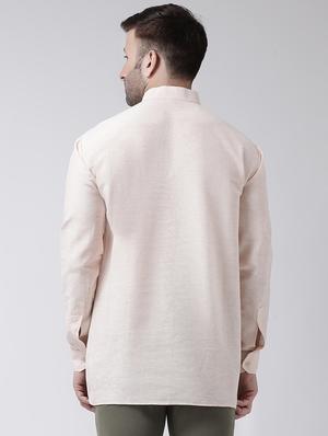 beige solid short kurta - 17341522 - Standard Image - 3