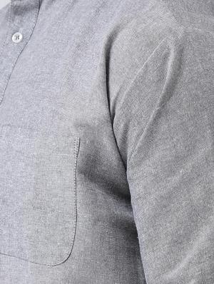 grey solid short kurta - 17341526 - Standard Image - 5