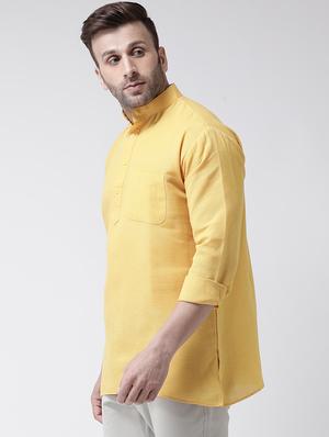 yellow solid short kurta - 17341528 - Standard Image - 2