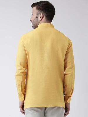 yellow solid short kurta - 17341528 - Standard Image - 3