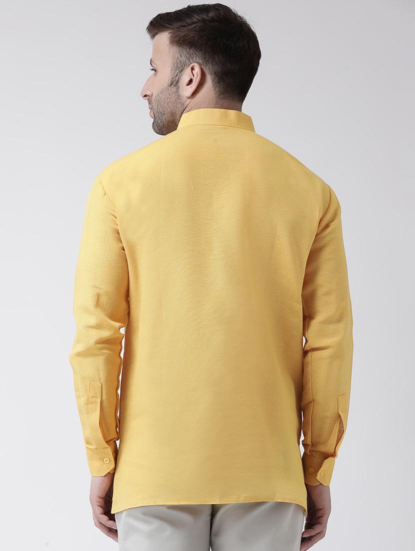 yellow solid short kurta - 17341528 - Zoom Image - 3