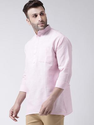 pink solid short kurta - 17341533 - Standard Image - 2