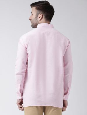 pink solid short kurta - 17341533 - Standard Image - 3