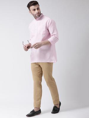 pink solid short kurta - 17341533 - Standard Image - 4