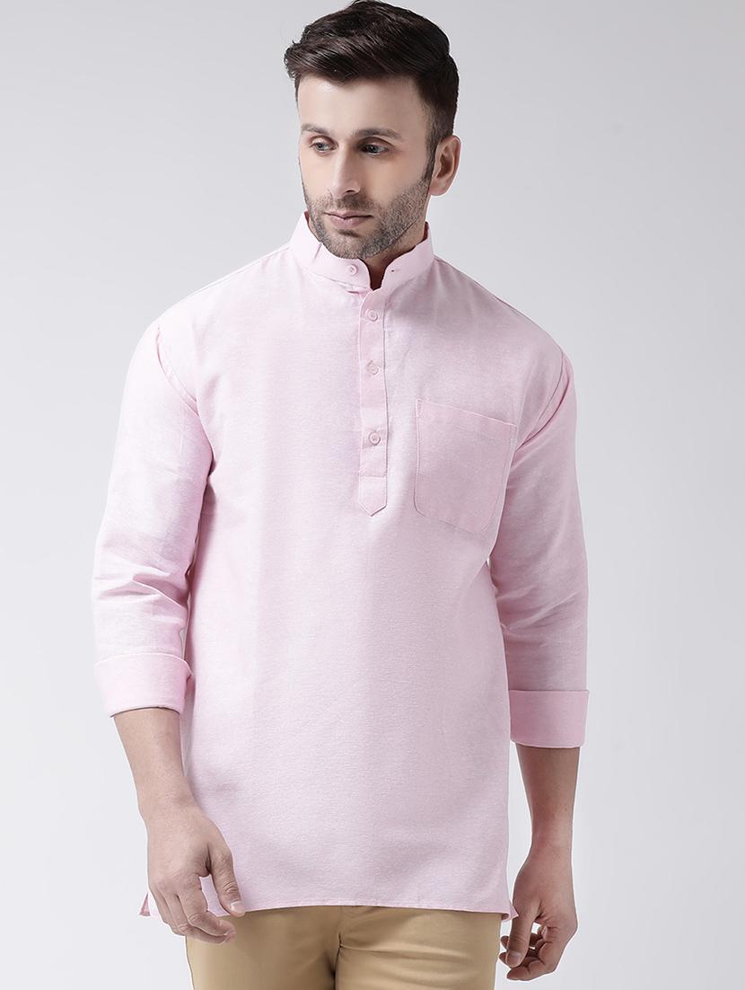 pink solid short kurta - 17341533 - Zoom Image - 1