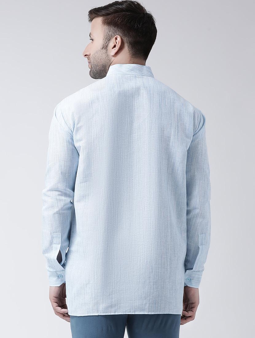 blue self design short kurta - 17341545 - Zoom Image - 3