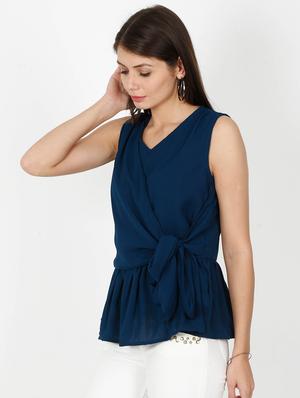 tie front peplum top - 17341626 - Standard Image - 2