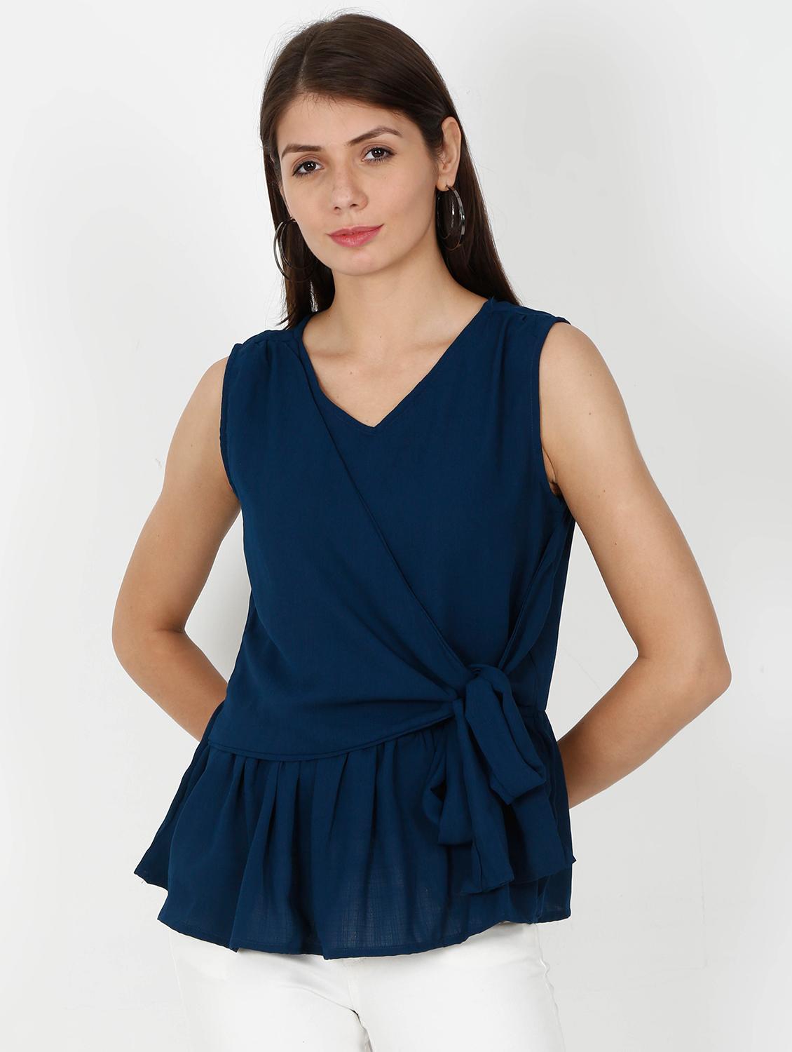 tie front peplum top - 17341626 - Zoom Image - 1