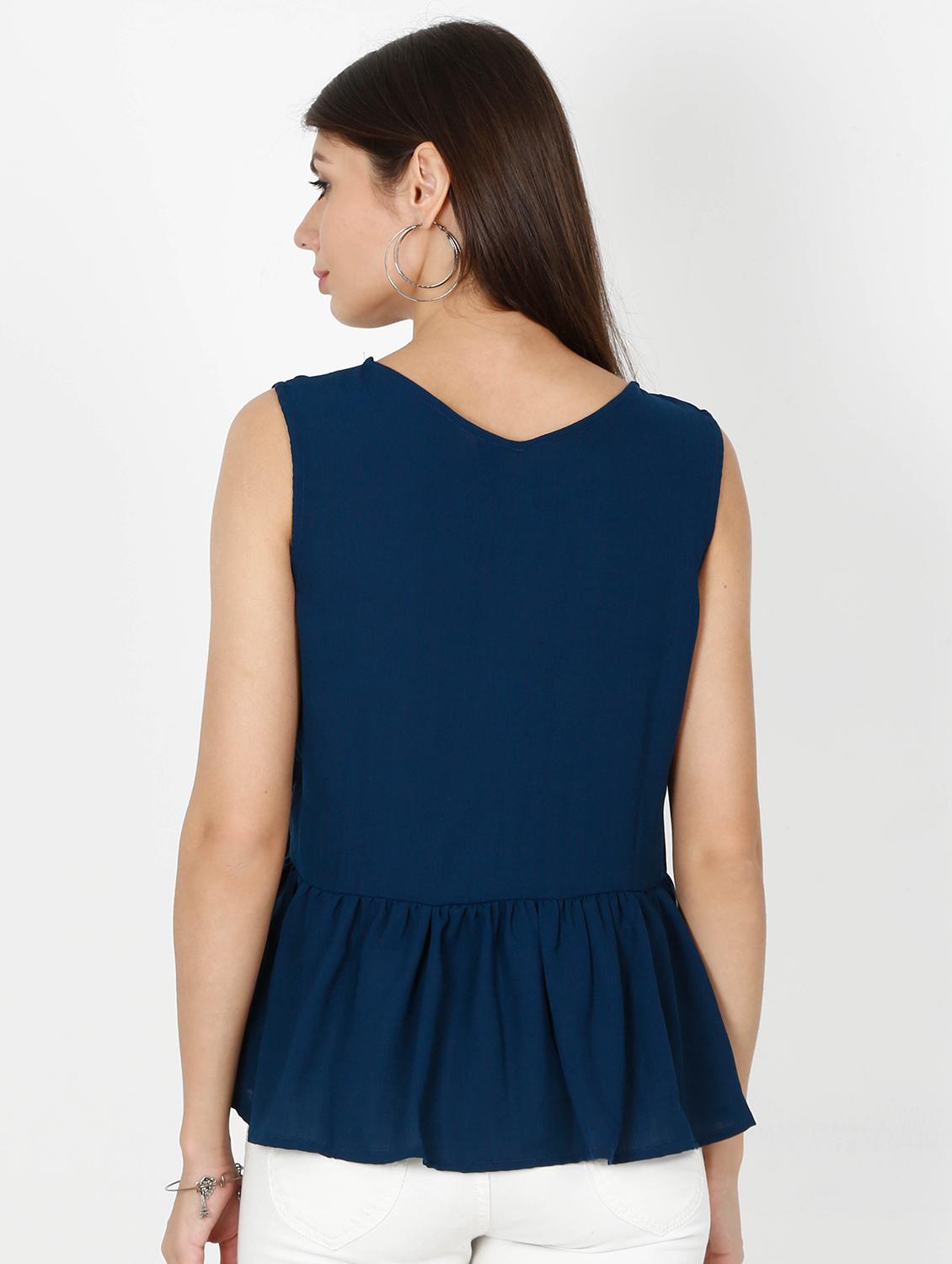 tie front peplum top - 17341626 - Zoom Image - 3