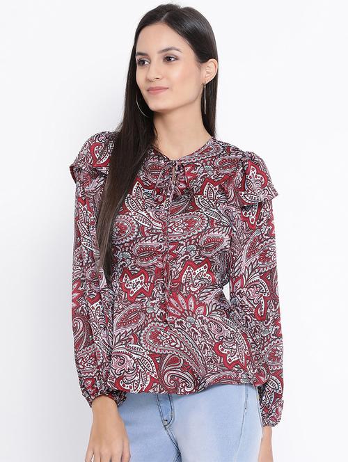 tie up neck peplum top - 17341758 - Standard Image - 1