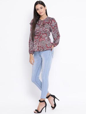 tie up neck peplum top - 17341758 - Standard Image - 4