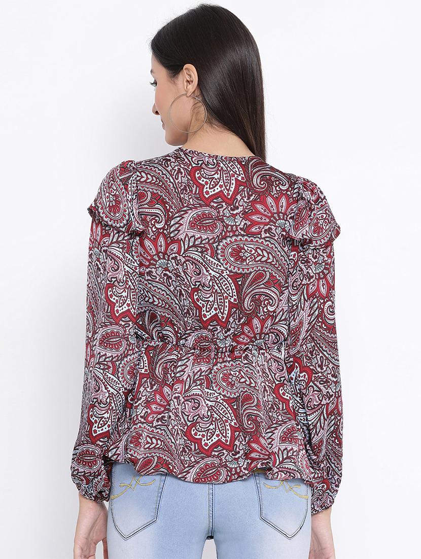 tie up neck peplum top - 17341758 - Zoom Image - 3