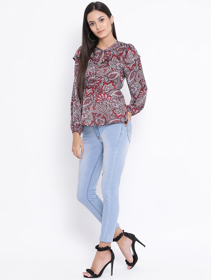 tie up neck peplum top - 17341758 - Zoom Image - 4