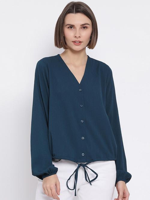 button up solid top - 17341761 - Standard Image - 1