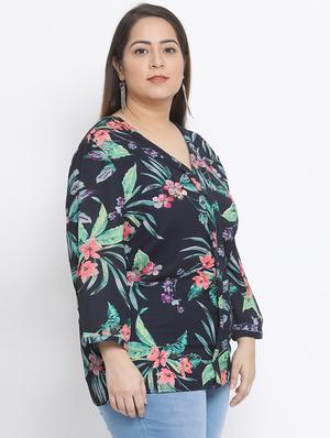 v neck tropical plus top - 17341778 - Standard Image - 2