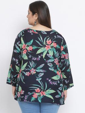 v neck tropical plus top - 17341778 - Standard Image - 3