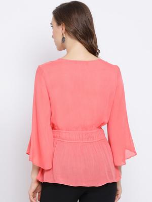 bell sleeves peplum top - 17341788 - Standard Image - 3