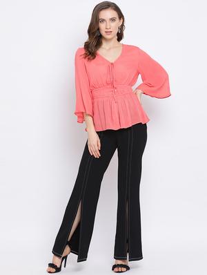 bell sleeves peplum top - 17341788 - Standard Image - 4