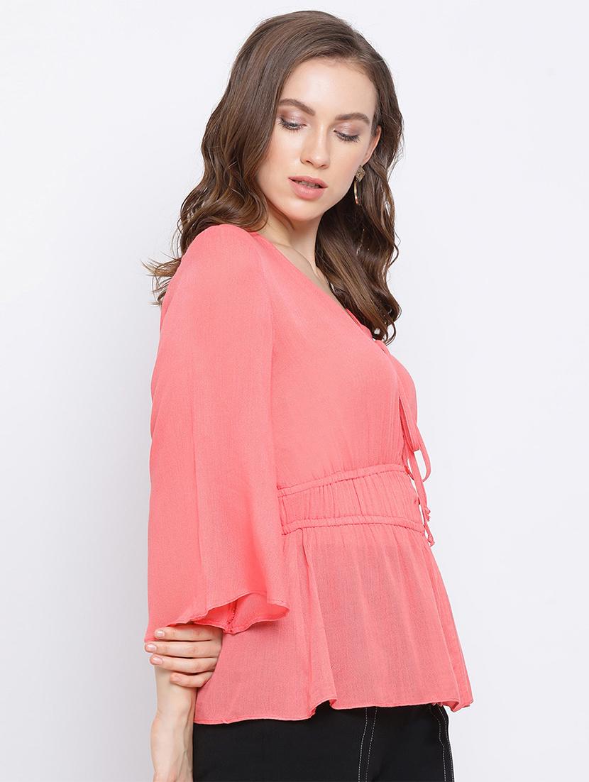 bell sleeves peplum top - 17341788 - Zoom Image - 2