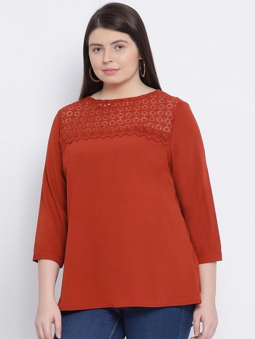 lace panel solid top - 17341797 - Standard Image - 1