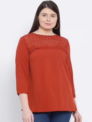 lace panel solid top - 17341797 - Standard Image - 2