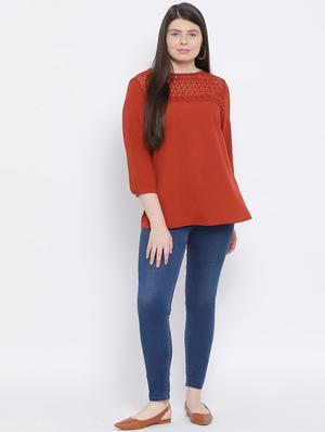 lace panel solid top - 17341797 - Standard Image - 4