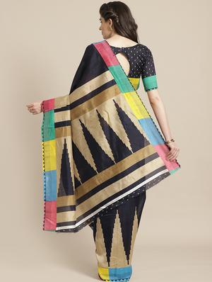 geometric printed saree with blouse - 17342303 - Standard Image - 2