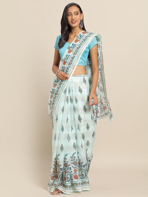 floral printed saree with blouse - 17342310 - Standard Image - 1