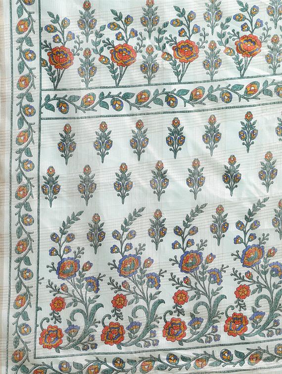 floral printed saree with blouse - 17342310 - Zoom Image - 4
