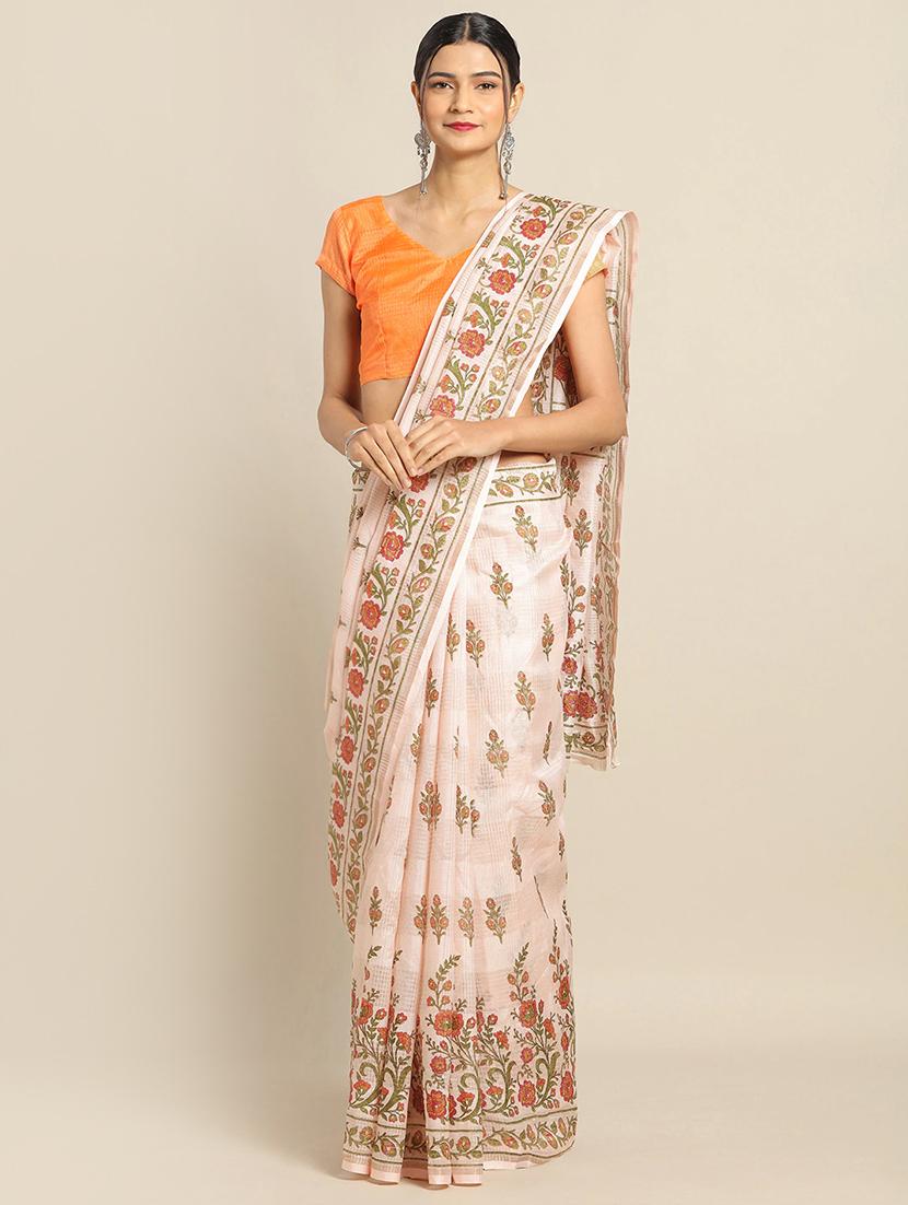 floral printed saree with blouse - 17342311 - Zoom Image - 1