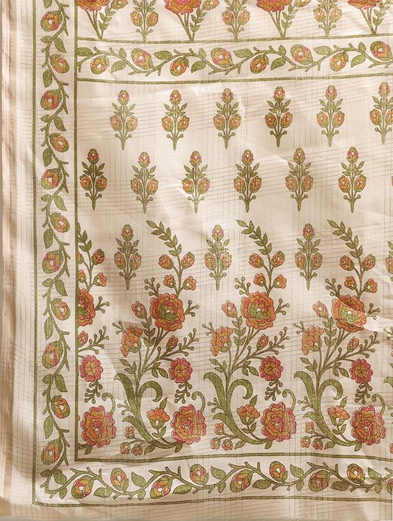 floral printed saree with blouse - 17342311 - Zoom Image - 4