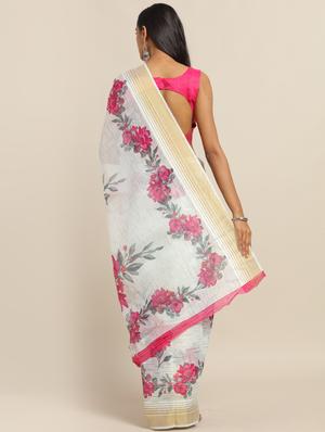 floral printed saree with blouse - 17342316 - Standard Image - 2