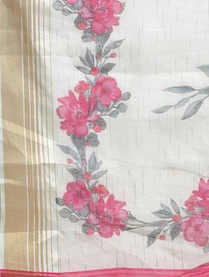 floral printed saree with blouse - 17342316 - Standard Image - 4