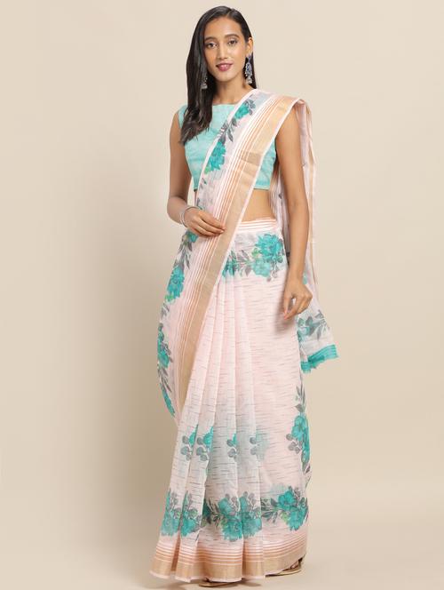 floral printed saree with blouse - 17342317 - Standard Image - 1
