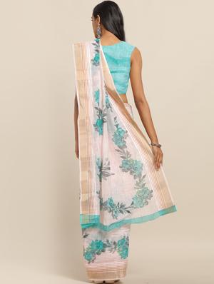 floral printed saree with blouse - 17342317 - Standard Image - 2