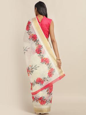 floral printed saree with blouse - 17342318 - Standard Image - 2