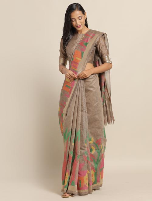 floral banarasi saree with blouse - 17342354 - Standard Image - 1