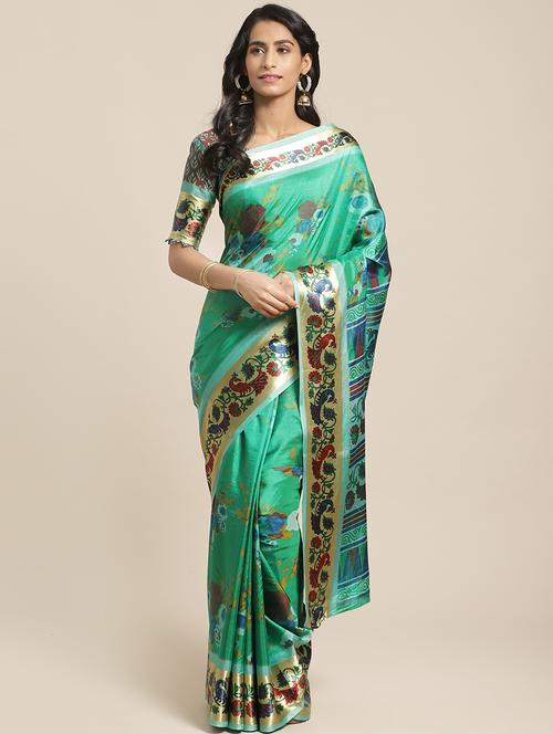 floral printed saree with blouse - 17342363 - Standard Image - 1
