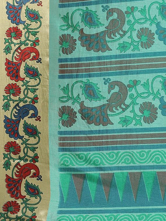 floral printed saree with blouse - 17342363 - Zoom Image - 4